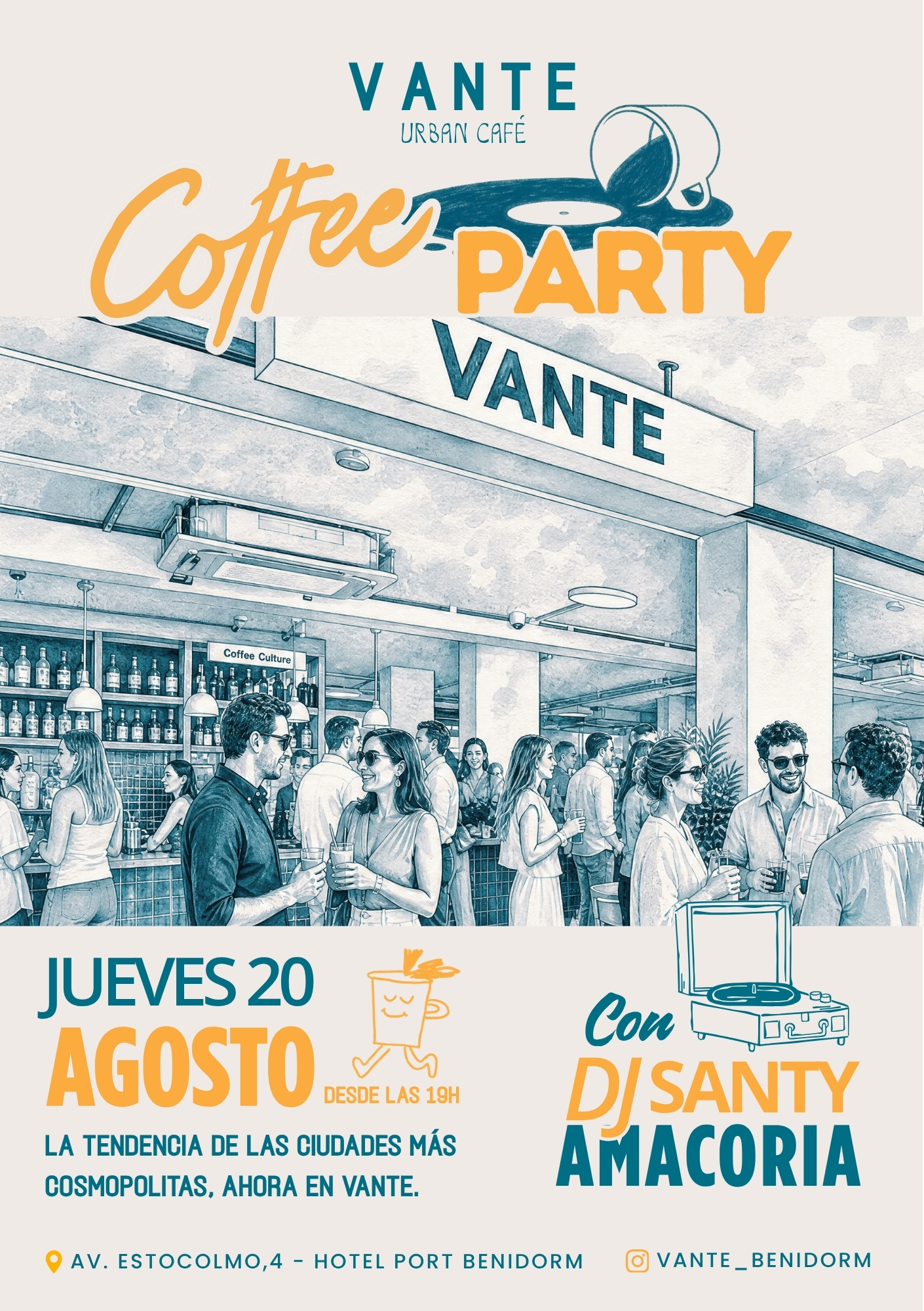 Cartel Coffee Party VANTE, jueves 20 de agosto
